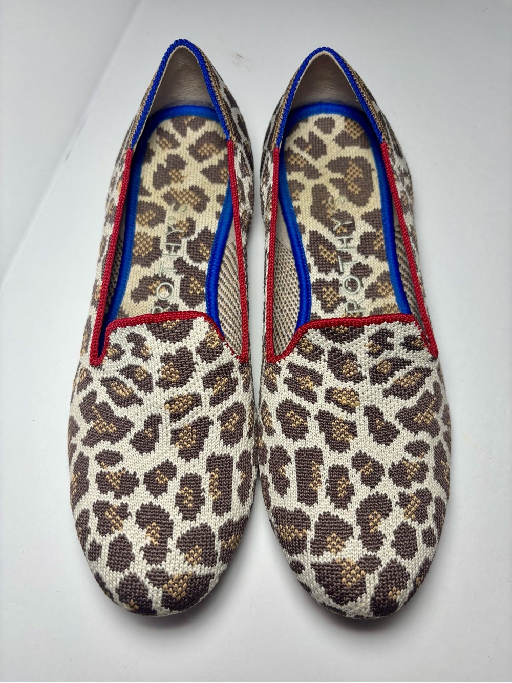 Rothy's The Loafer Mocha Spot Leopard Knit Flats Women's Size 6.5 EUC